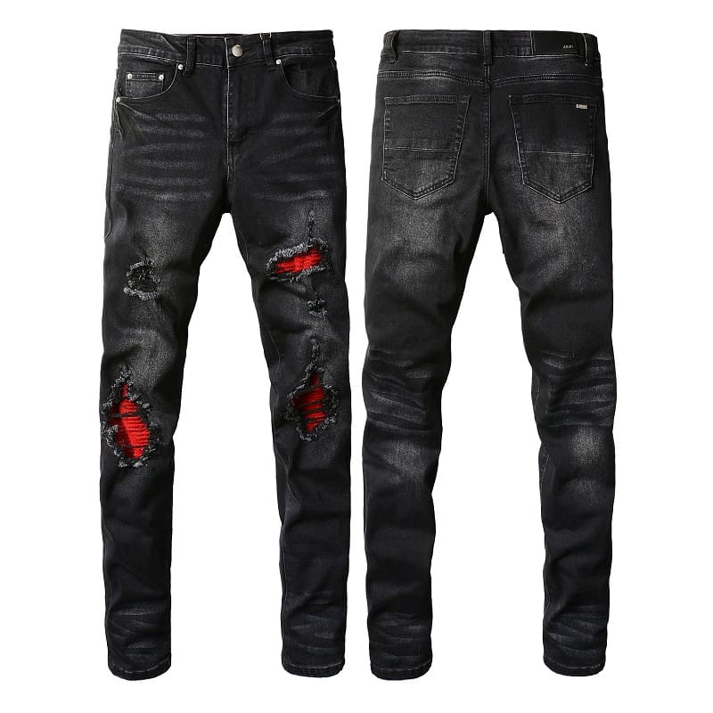 Aged Black Suede Panel Jeans - FetchStyles