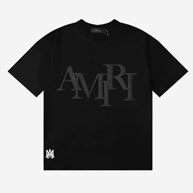 Amiri Staggered Logo Black T-Shirt - FetchStyles