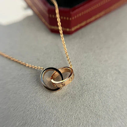 LOVE HALSKETTE DOPPELRING | ROSA GOLD