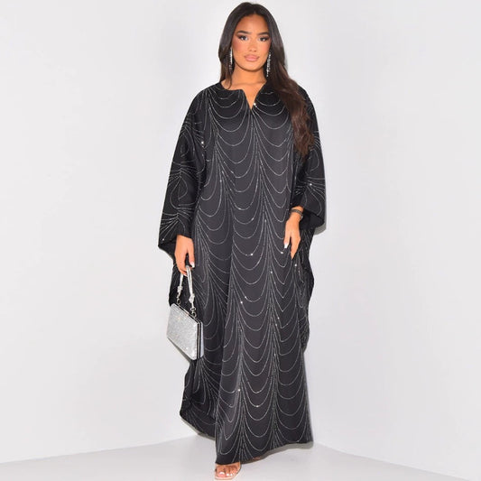 Langes Kleid mit Glitzermuster