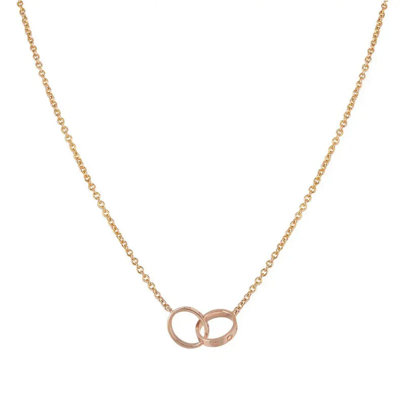 LOVE HALSKETTE DOPPELRING | ROSA GOLD