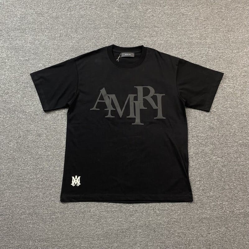Amiri Staggered Logo Black T-Shirt - FetchStyles